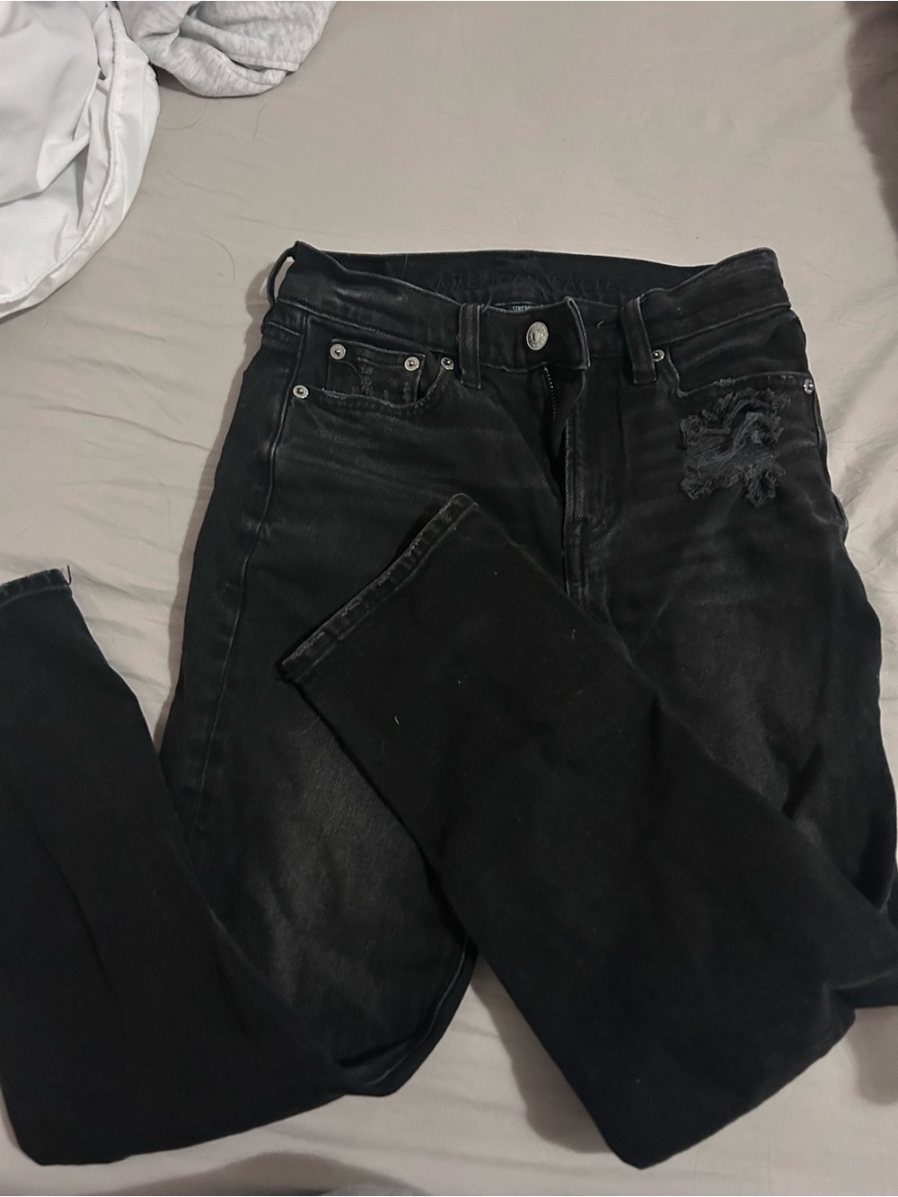 American Eagle Outfitters Black High-Rise Distressed Jeans
